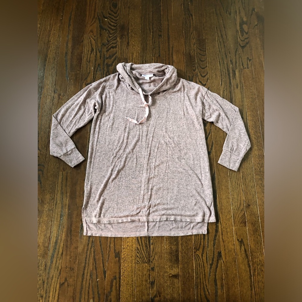 Motherhood Maternity M Heathered Mauve Long-Sleeved Tunic Cowl Neck Sweater